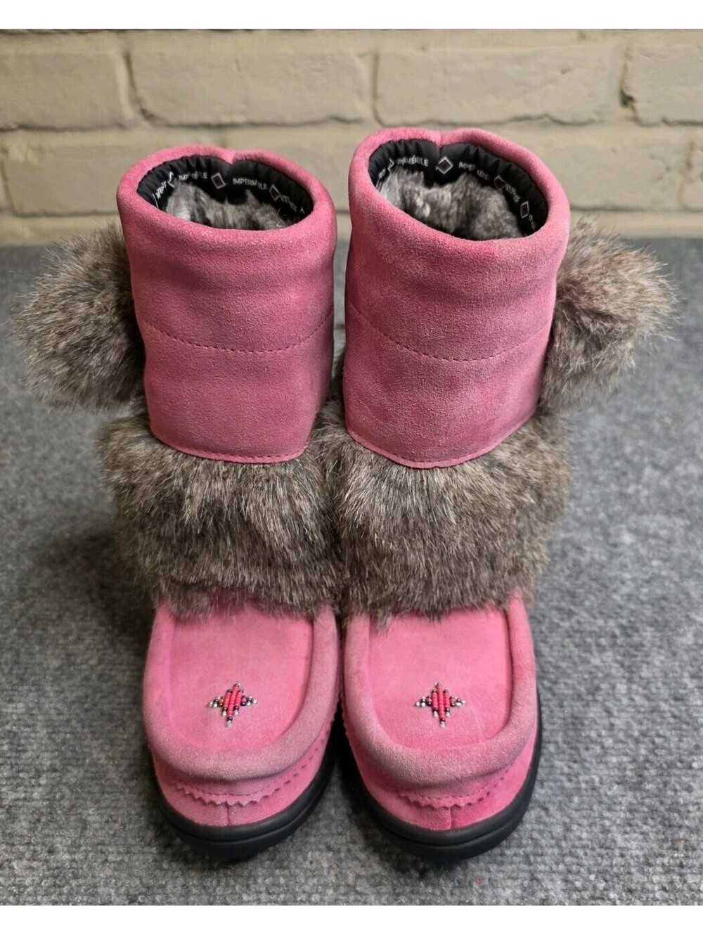 Manitobah Mukluks Snowy Owlet Pink Suede Waterproof Winter Boots Youth Size Y3
